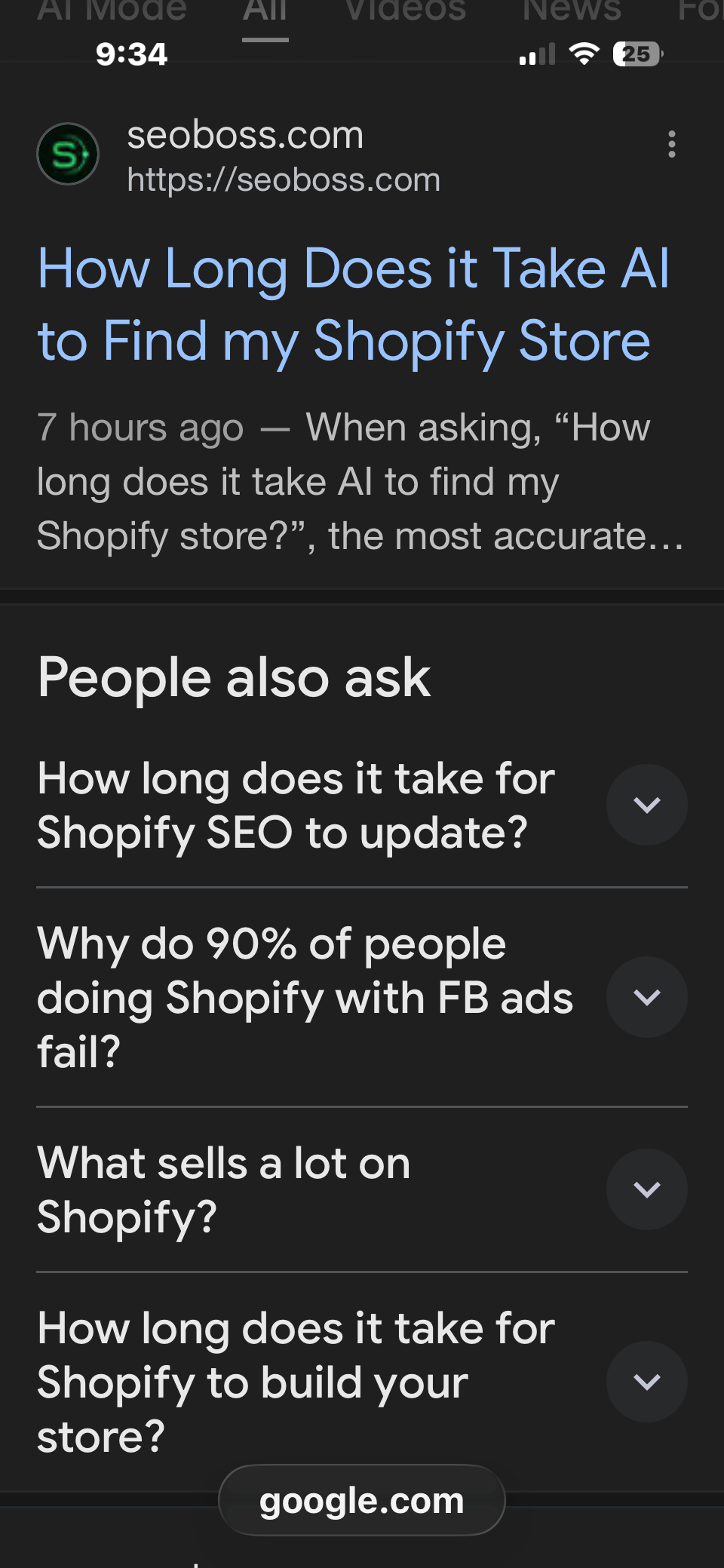 Mobile search result showing a SEOBoss article